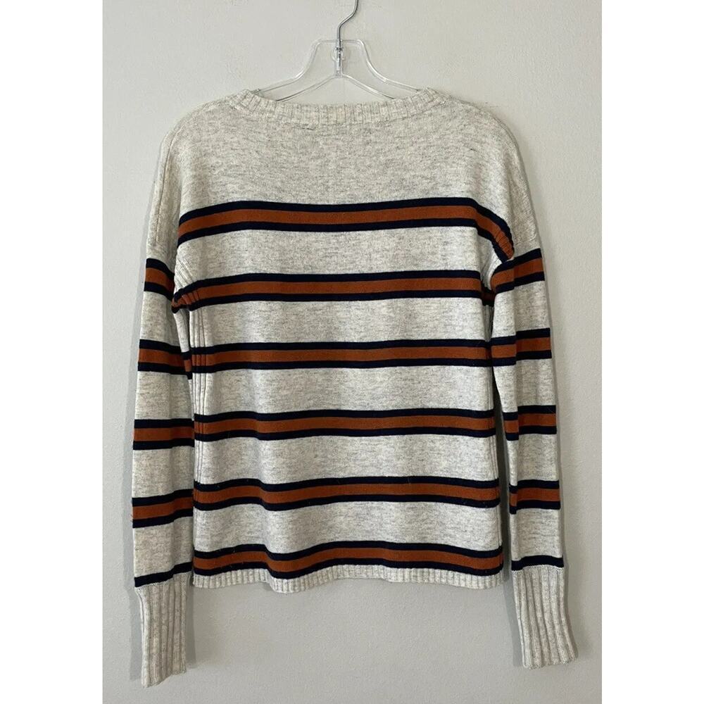 Brown Allan 1883 Women’s Size Medium Striped Wool Cashmere Blend Sweater - Picture 3 of 7